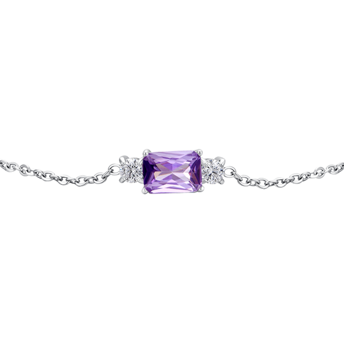 BRACCIALE DONNA IN ACCIAIO CON ZIRCONI VIOLA E BIANCHI