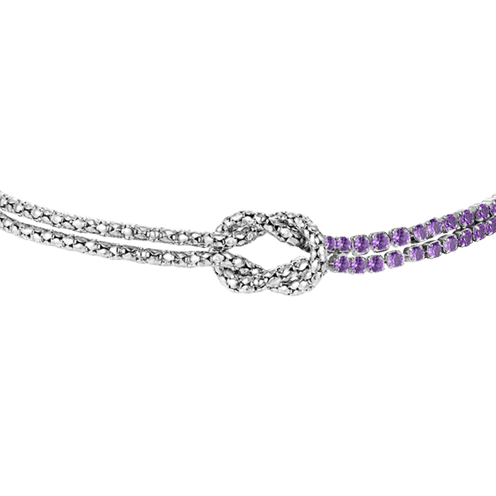 BRACCIALE DONNA IN ACCIAIO CON NODO E ZIRCONI VIOLA