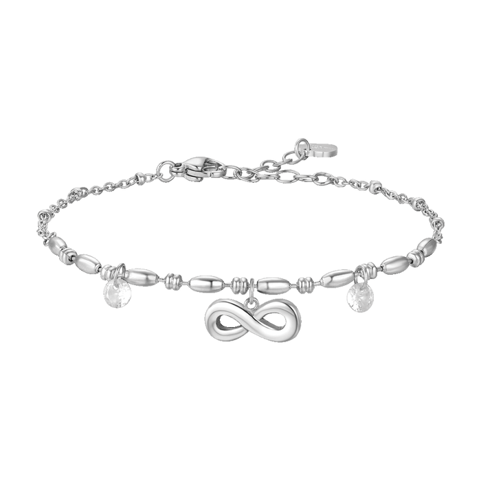 BRACCIALE DONNA IN ACCIAIO CON INFINITO E ZIRCONI BIANCHI