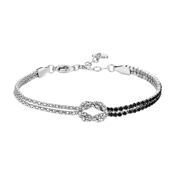 BRACCIALE DONNA IN ACCIAIO CON NODO E ZIRCONI NERI