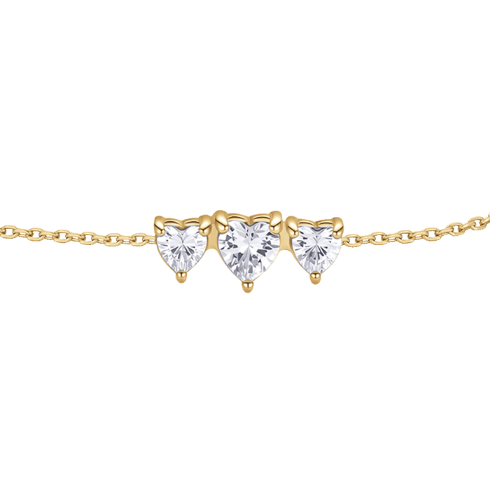 BRACCIALE DONNA IN ACCIAIO IP GOLD CON CUORI CON ZIRCONI BIANCHI