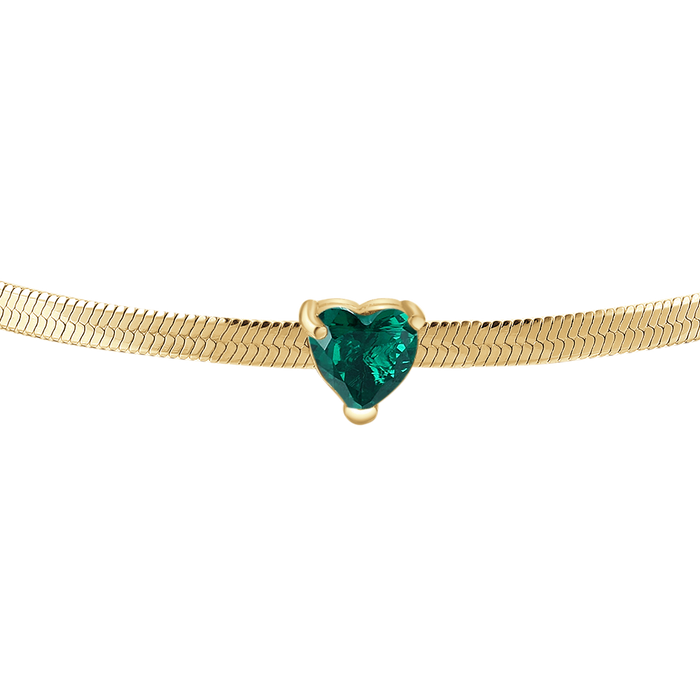 BRACCIALE DONNA IN ACCIAIO COLORE ORO CON ZIRCONE VERDE