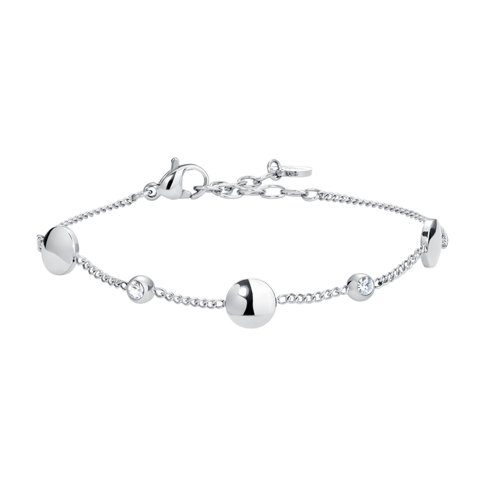 BRACCIALE DONNA IN ACCIAIO CON ELEMENTI IN ACCIAIO E CRISTALLI BIANCHI