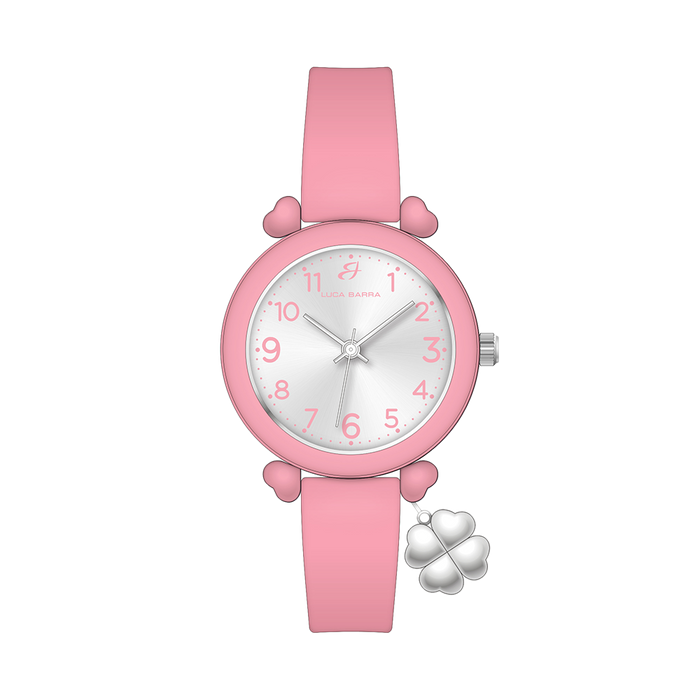 OROLOGIO DONNA ROSA CON CHARM QUADRIFOGLIO