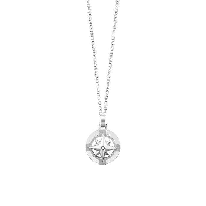 COLLANA UOMO IN ACCIAIO E ROSA DEI VENTI