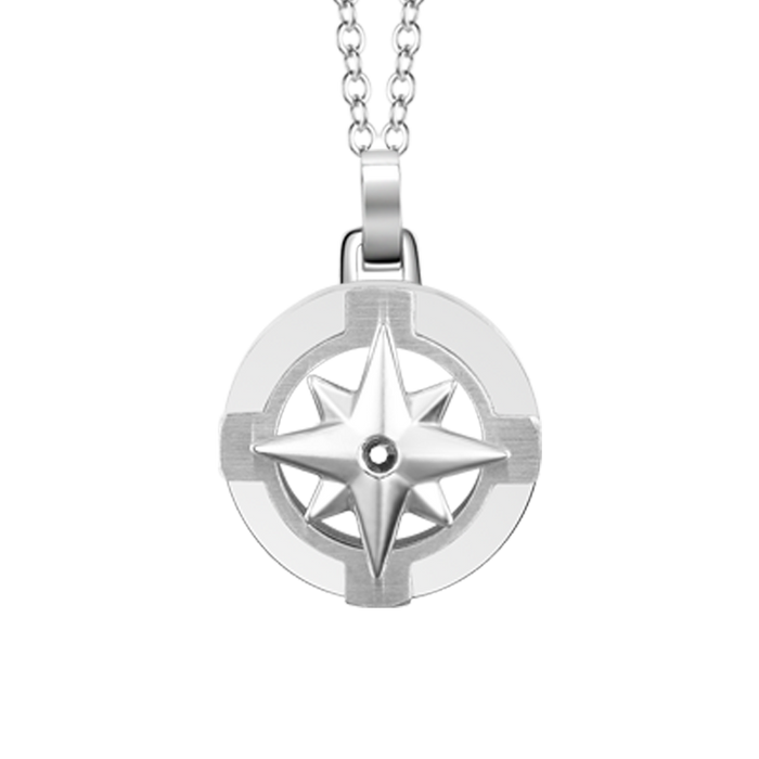 COLLANA UOMO IN ACCIAIO E ROSA DEI VENTI