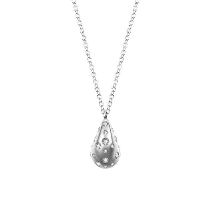COLLANA DONNA GOCCIA IN ACCIAIO CON CRISTALLI BIANCHI