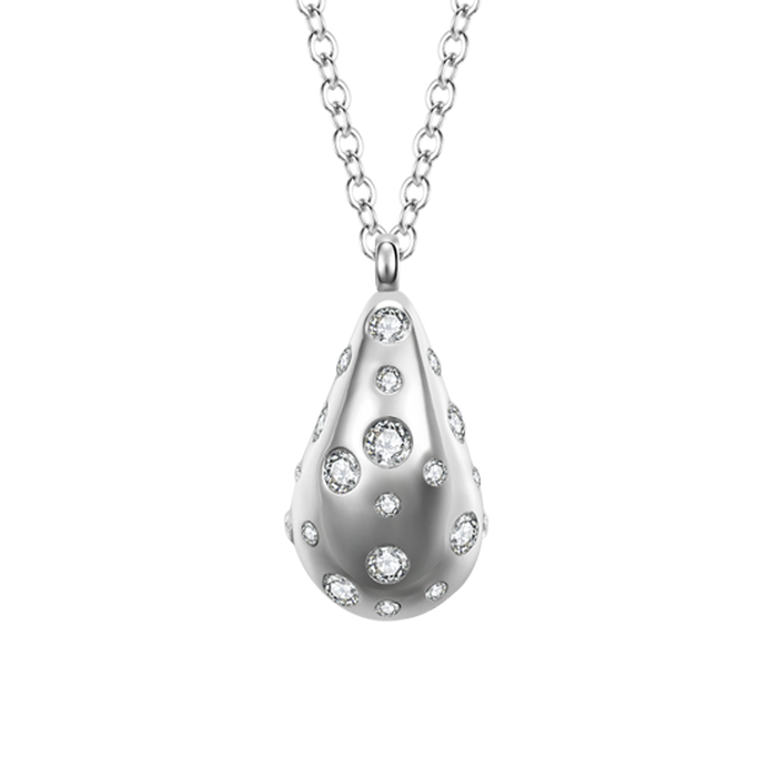 COLLANA DONNA GOCCIA IN ACCIAIO CON CRISTALLI BIANCHI