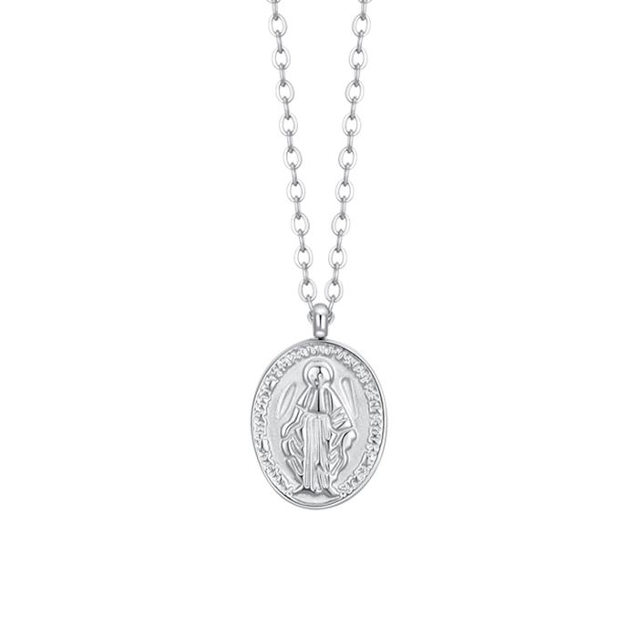 COLLANA DONNA IN ACCIAIO, MEDAGLIETTA CON MADONNINA MIRACOLOSA