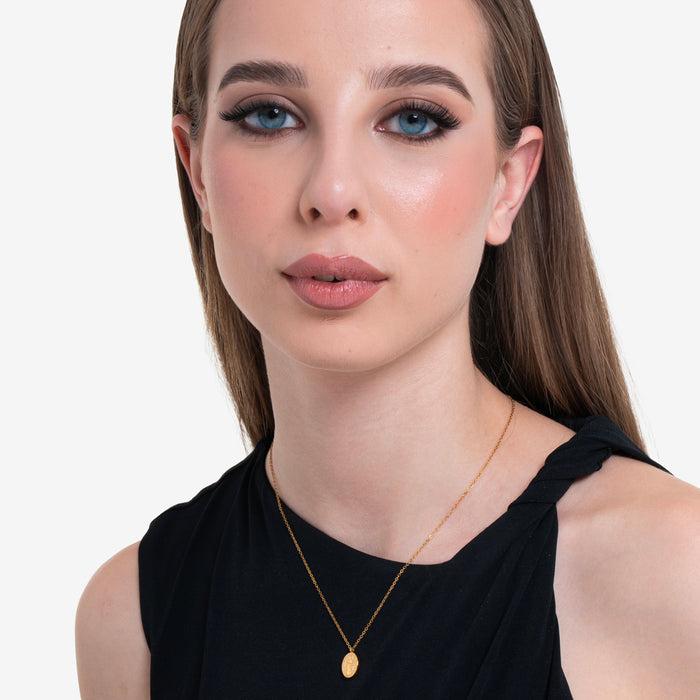COLLANA DONNA IN ACCIAIO IP GOLD, MEDAGLIETTA CON MADONNINA