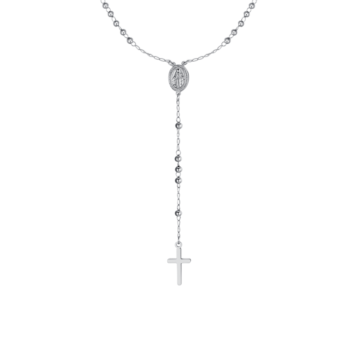 COLLANA DONNA ROSARIO IN ACCIAIO