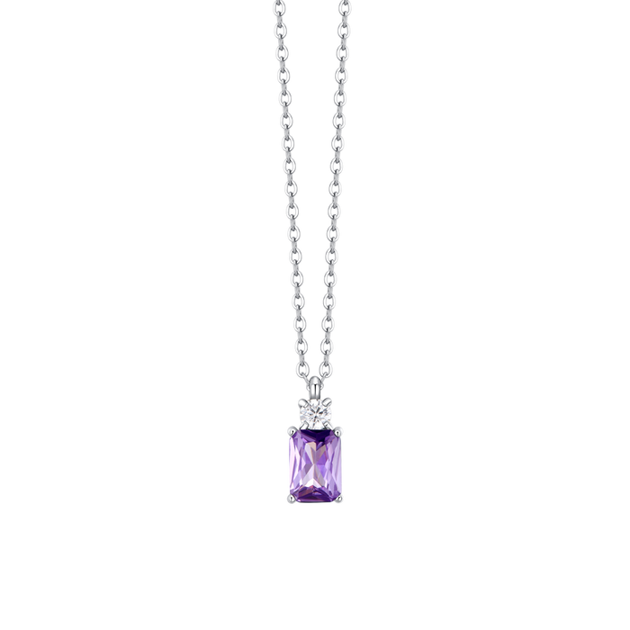 COLLANA DONNA IN ACCIAIO CON ZIRCONI VIOLA E BIANCO