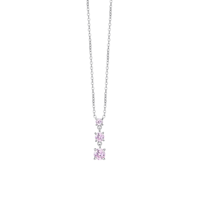 COLLANA DONNA IN ACCIAIO CON ZIRCONI ROSA