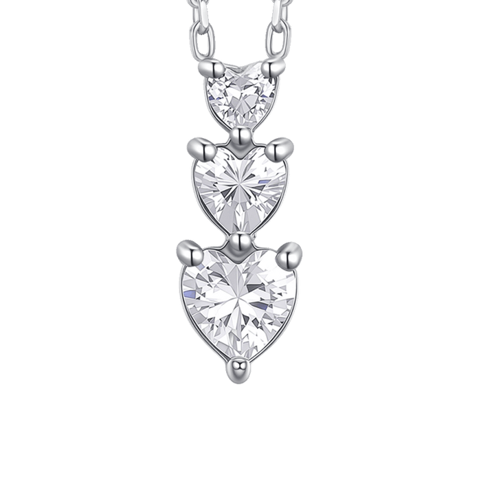 COLLANA DONNA IN ACCIAIO CON CUORI CON ZIRCONI BIANCHI