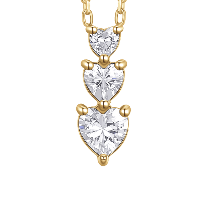 COLLANA DONNA IN ACCIAIO IP GOLD CON CUORI CON ZIRCONI BIANCHI