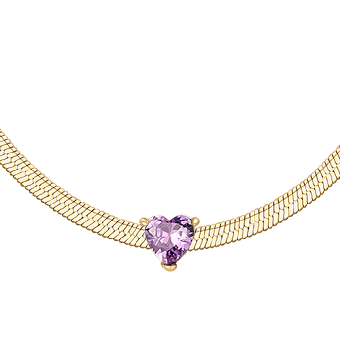 COLLANA DONNA IN ACCIAIO COLORE ORO CON ZIRCONE VIOLA