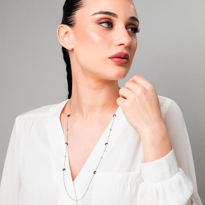 COLLANA DONNA IN ACCIAIO CON ELEMENTI IN ACCIAIO E CRISTALLI BIANCHI