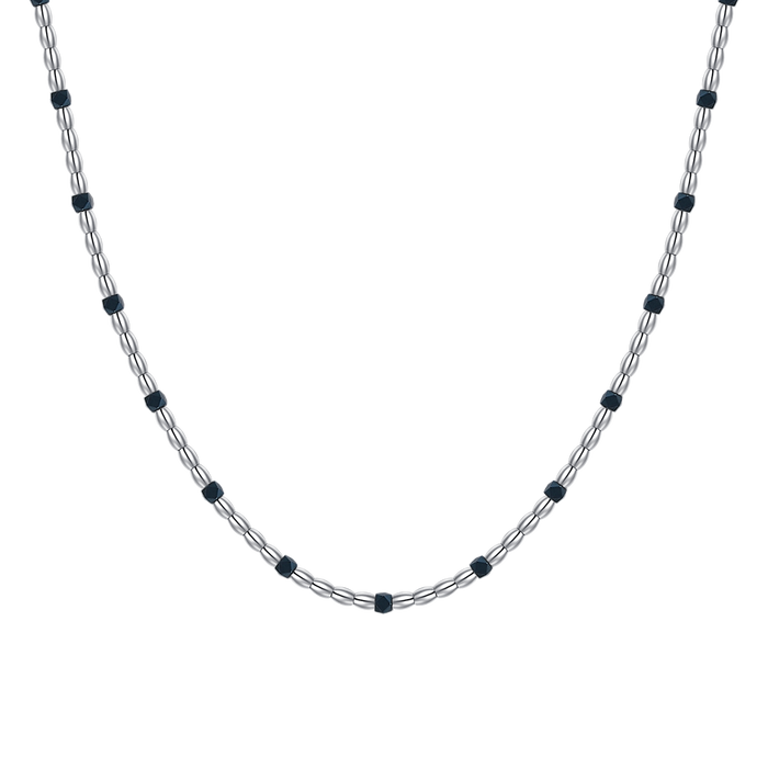 COLLANA UOMO IN ACCIAIO CON ELEMENTI IN EMATITE BLU