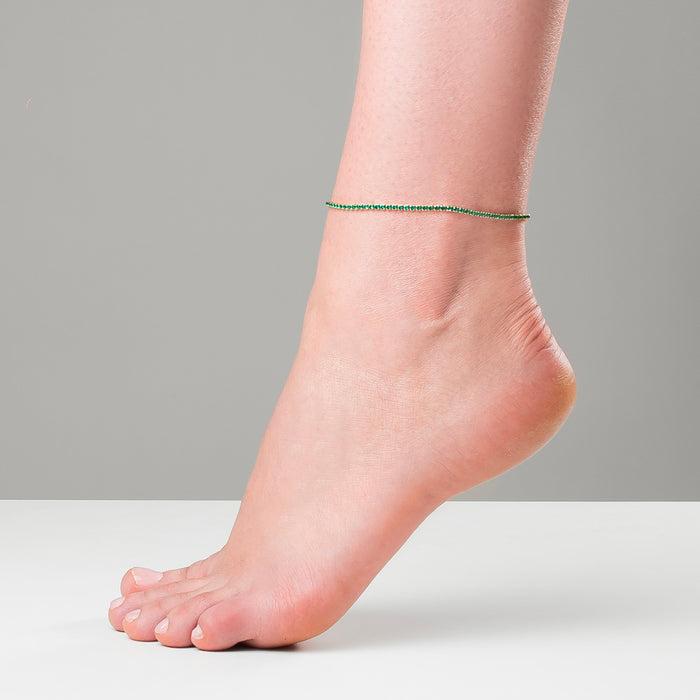CAVIGLIERA DONNA IN ACCIAIO IP GOLD CON ZIRCONI VERDI