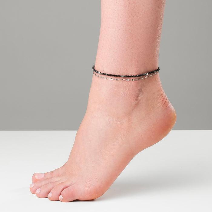 CAVIGLIERA DONNA IN ACCIAIO CON CRISTALLI NERI