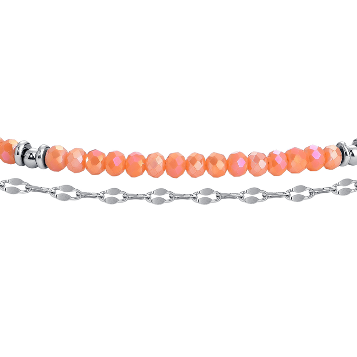 CAVIGLIERA DONNA IN ACCIAIO CON CRISTALLI ARANCIONI