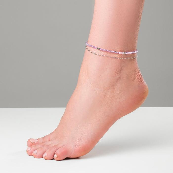 CAVIGLIERA DONNA IN ACCIAIO CON CRISTALLI VIOLA