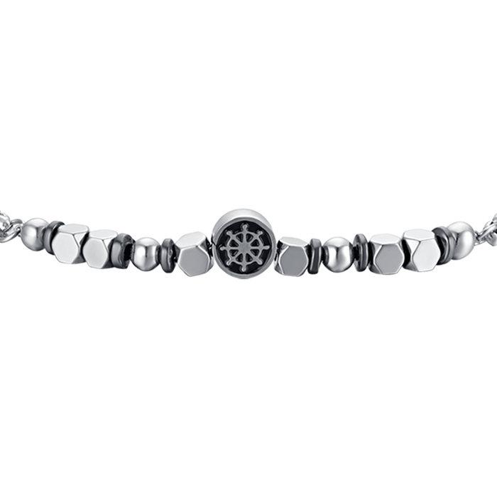 BRACCIALE BAMBINO IN ACCIAIO CON EMATITE GRIGIA E TIMONE