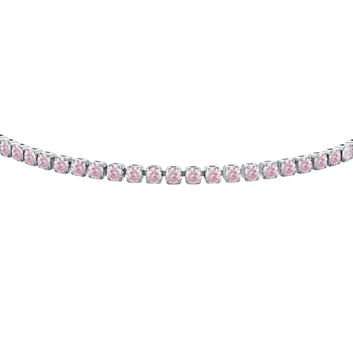BRACCIALE BAMBINA TENNIS IN ACCIAIO CON ZIRCONI ROSA