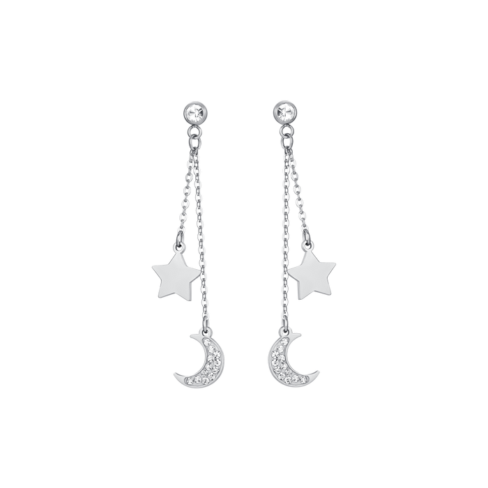 ORECCHINI DONNA IN ACCIAIO LUNA E STELLA