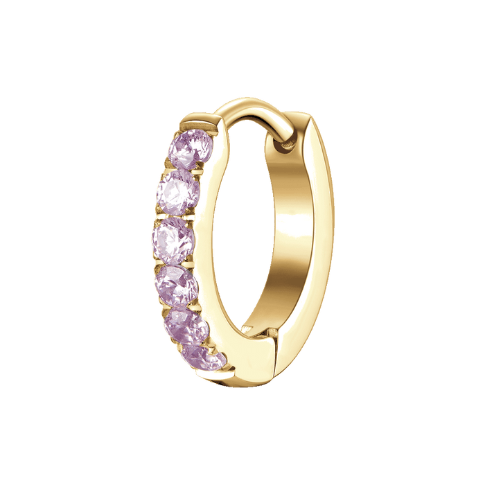 MONO ORECCHINO DONNA IN ACCIAIO IP GOLD CON ZIRCONI ROSA