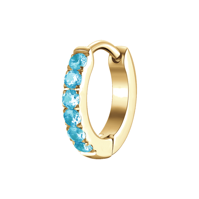 MONO ORECCHINO DONNA IN ACCIAIO IP GOLD CON ZIRCONI ACQUAMARINA