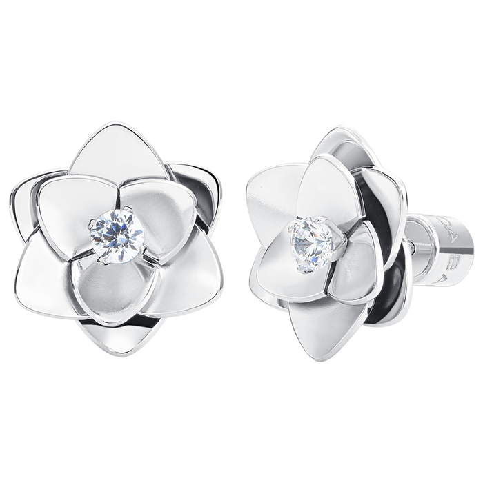 ORECCHINI DONNA IN ACCIAIO, FIORI CON ZIRCONI BIANCHI