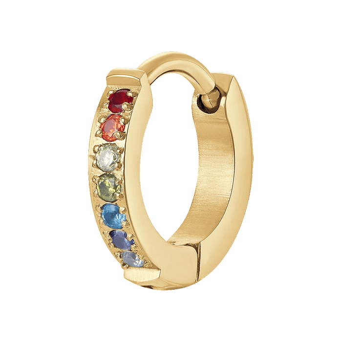 MONO ORECCHINO DONNA IN ACCIAIO IP GOLD CON ZIRCONI MULTICOLOR