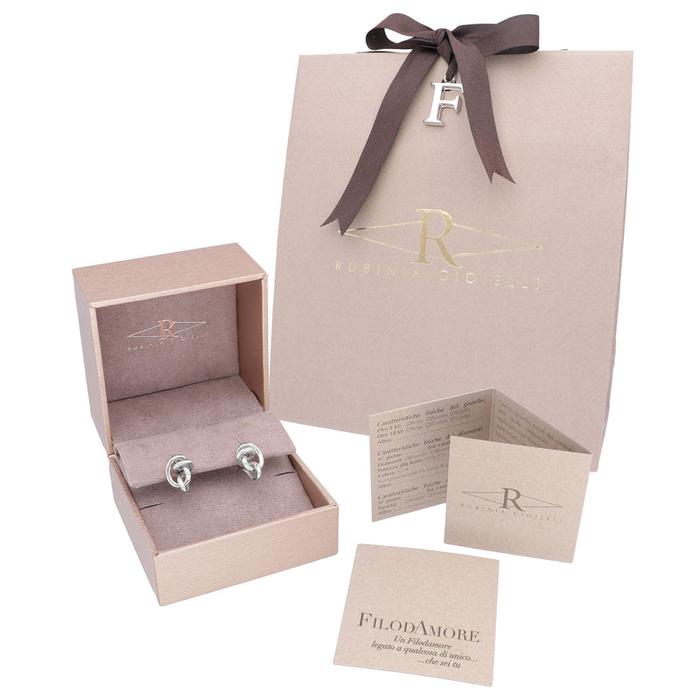 Orecchino Nodi d'Amore in Argento 925 e Diamanti Bianchi