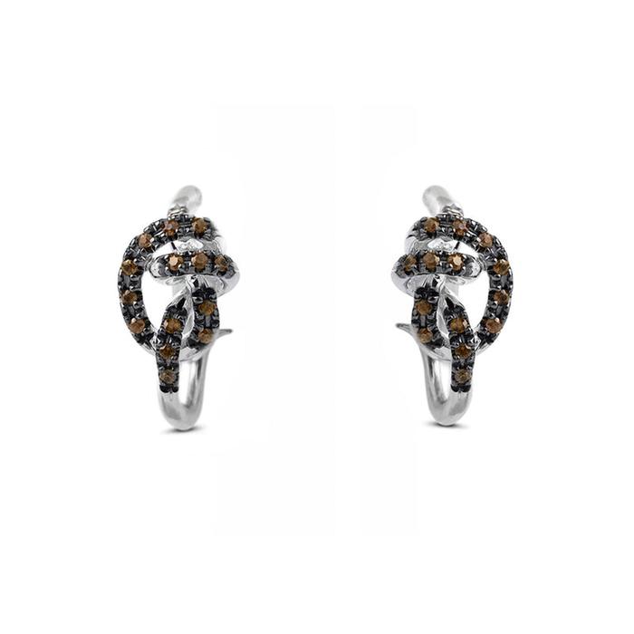 Orecchino Nodi d'Amore in Argento 925 e 28 Diamanti Brown Black