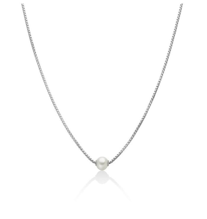 Collana in argento e perla Oriente passante