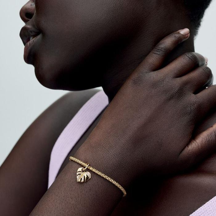 Charm Pendente Foglia di Monstera Scintillante