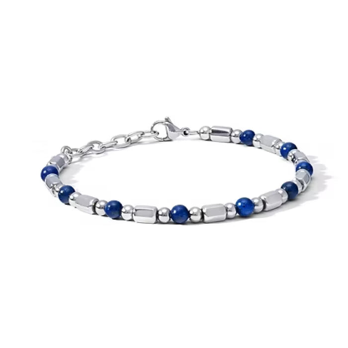 Bracciale Acciaio e Agata blu