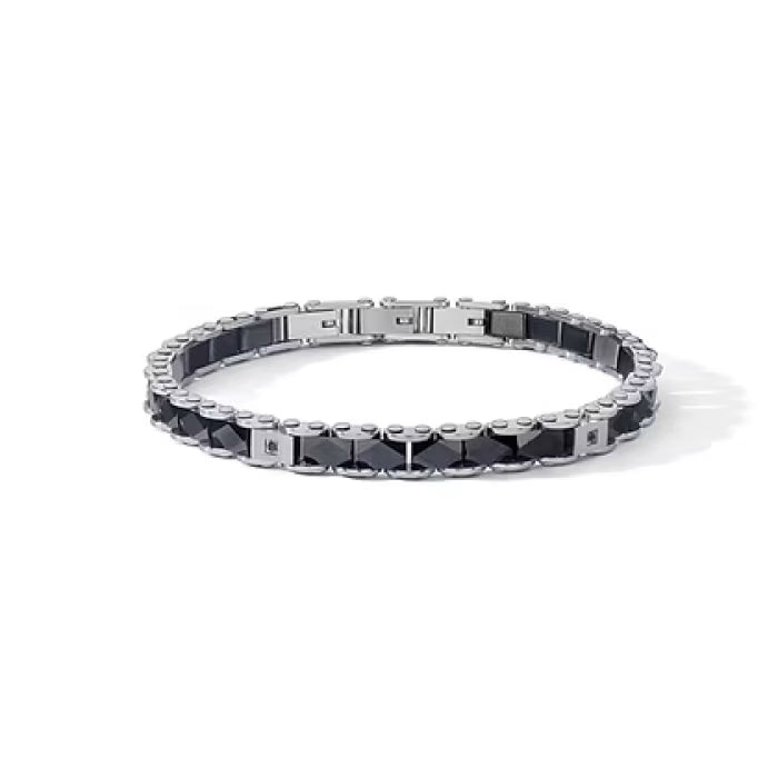 Bracciale Acciaio con ceramica e zirconi neri
