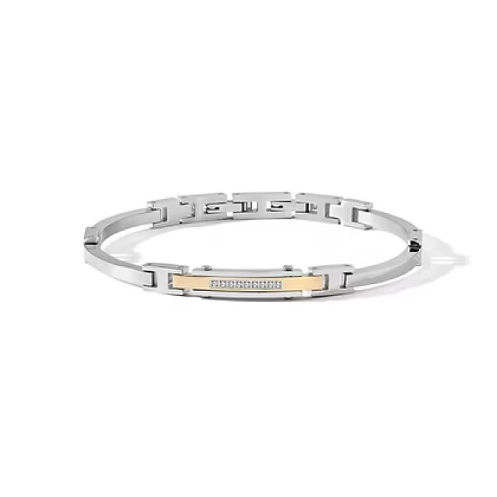 Bracciale in Acciaio, pvd giallo e Diamanti bianchi
