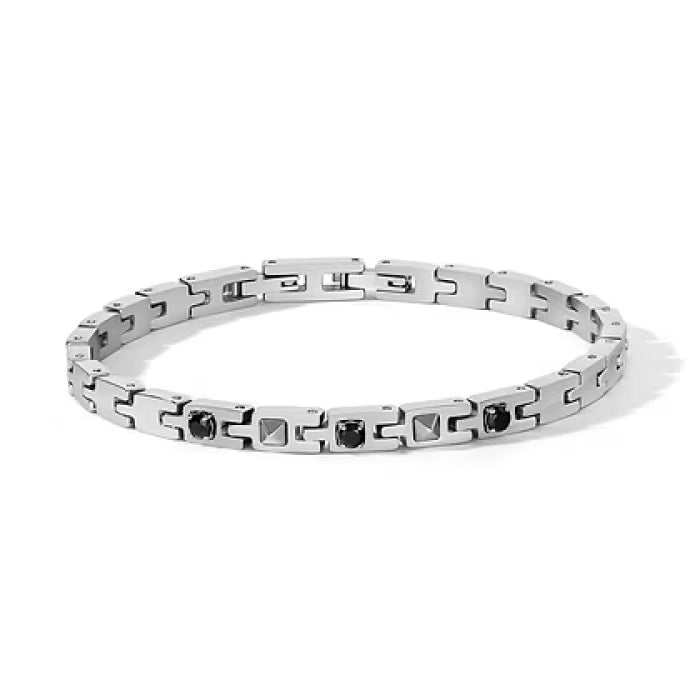 Bracciale in acciaio e zirconi neri