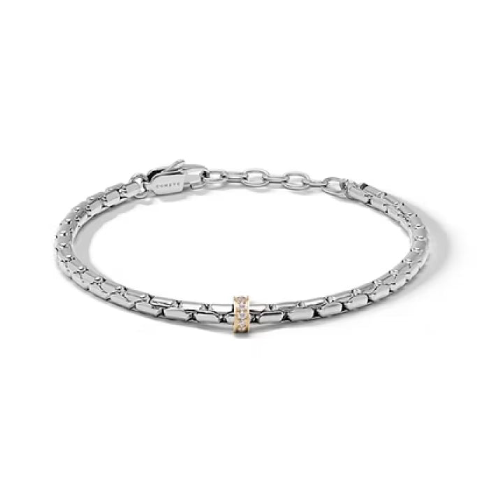 Bracciale in acciaio con PVD giallo e zirconi bianchi