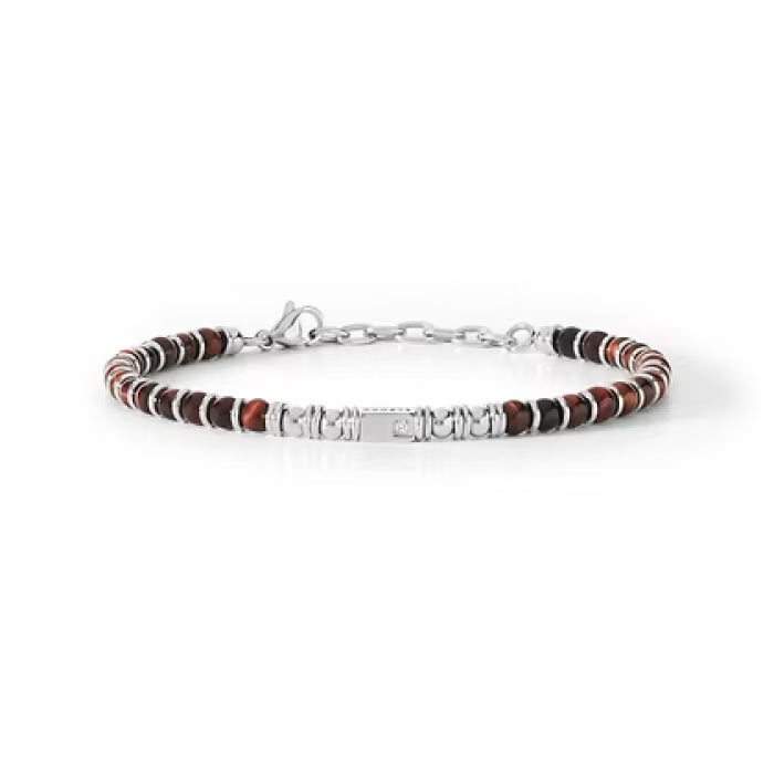 Bracciale in acciaio e occhio di tigre