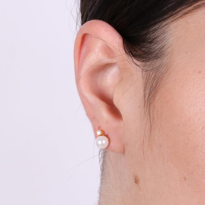 Orecchini in Argento 925 a lobo con perla
