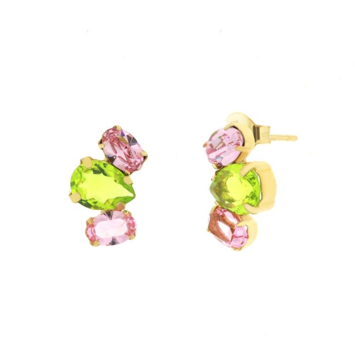 Orecchini in Argento 925 con cristalli rosa e verdi