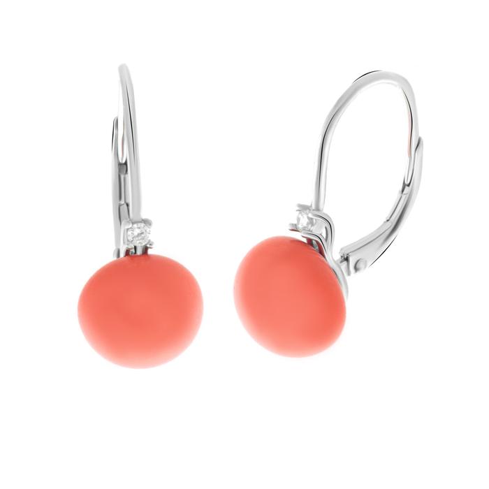 Orecchini in Argento 925 con perle in pasta di corallo chiusura monachella
