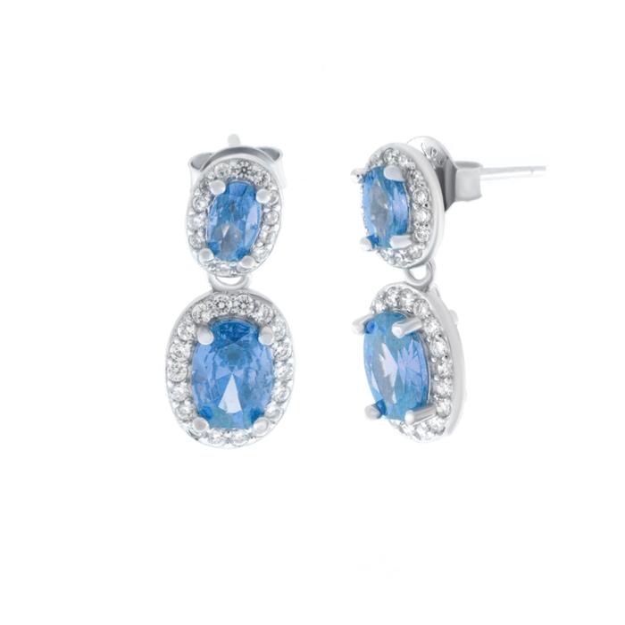 Orecchini in Argento 925 con zirconi azzurri