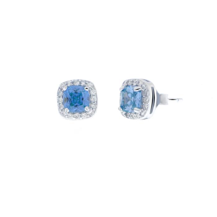 Orecchini in Argento 925 con zircone centrale blu