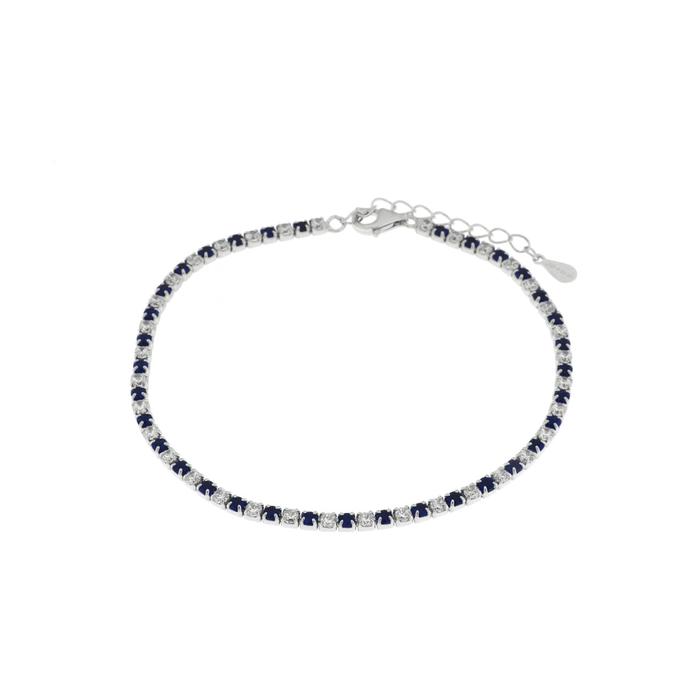 Bracciale in Argento 925 con zirconi blu e trasparenti