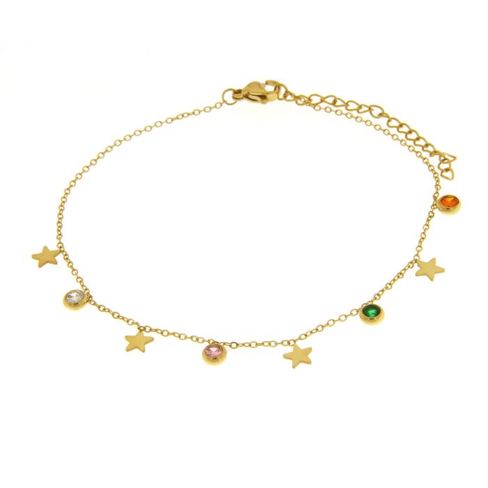 Bracciale in Acciaio con stelline e cristalli colorati
